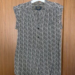 Women's Pendleton 100% Silk S Flowy Sleeveless Blouse Black and White Pattern